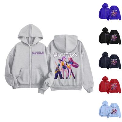 Sweat à capuche léger à manches longues et fermeture éclair pour femme, imprimé, avec poches