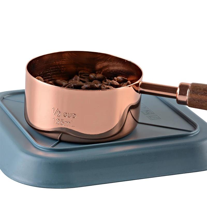 4/8Pcs Measuring Cups Spoons Wooden Handle Stainless Steel Baking Tools Coffee Measuring Spoon Set Bartending Scale Accessories