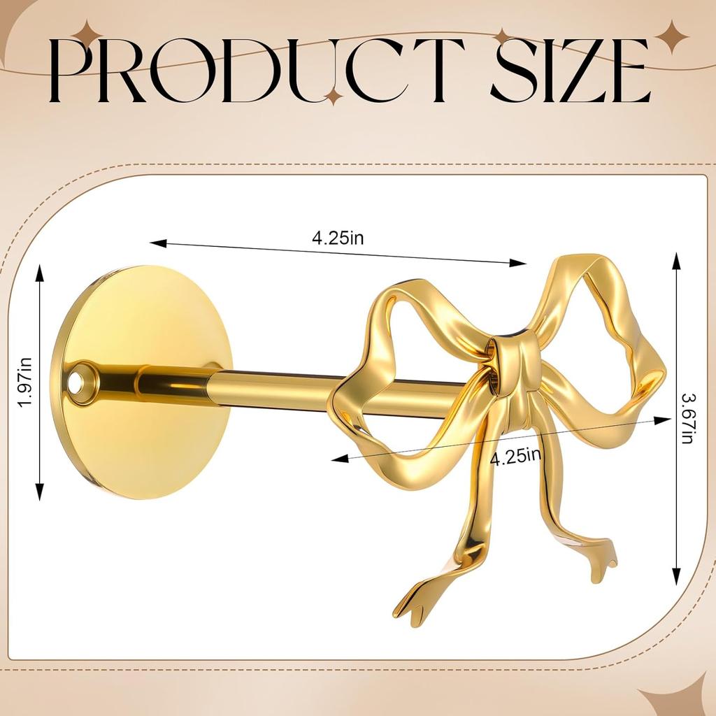 2 Pcs Metal Bow Curtain Holdbacks Gold Wall Mounted Bow Curtain Hold Backs Curtains Modern Gold Holders for Living Room Bedroom Office Home