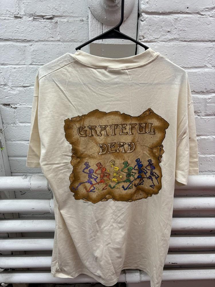 

Vintage Grateful Dead Shirt Mens Large White Dancing Skeletons Band Tee 1999 90s Unisex T-Shirt S