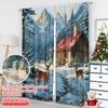 2pcs 2D flat printing Merry Christmas Party Curtains Cardinal Deer (8) Durable Polyester Without Electricity Festive Holiday