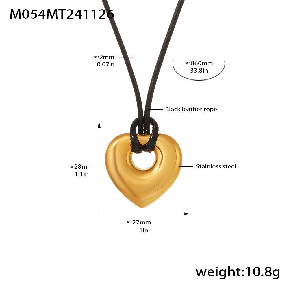 Qiong Yao Stainless Steel Heart Pendant Adjustable Wax Cord Necklace in Real Gold PVD