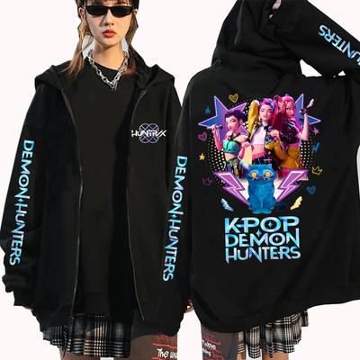 Kpop Demon Hunters Hoodie Men Women Harajuku Mira Rumi Zoey Huntrix Pullover Hoodie Y2k Clothes Tops