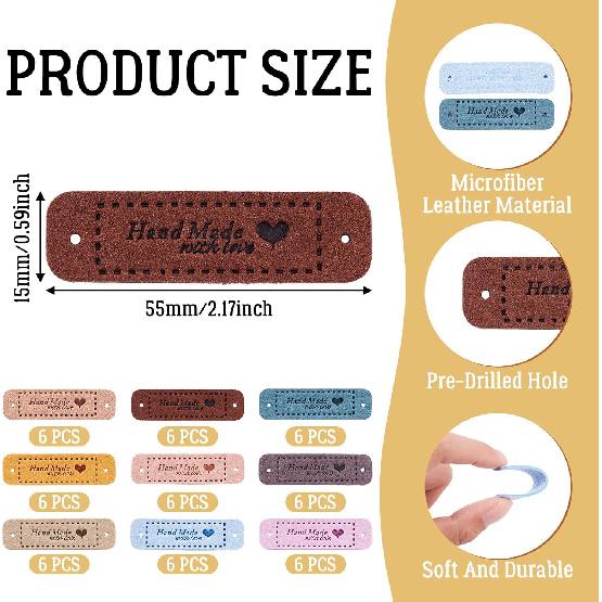 

Cheriswelry 54 шт. Микрофибра Кожаные Этикетки 9 Цветов Прямоугольник Слово Ручная Работа & Любовь Тканевые Этикетки Искусство Тканая Бирка Вязание Мода Одежда Швейная Этикетка шоколадный