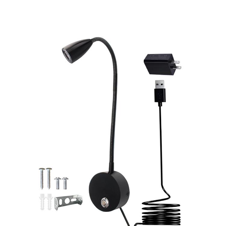 3W LED Gooseneck Wall Light with Touch Dimming for Bedside and Hotel Reading