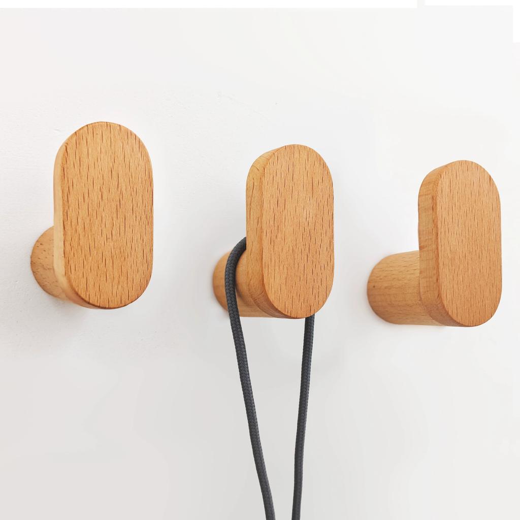 Nordic Wood Clothes Hanger Wall Mounted Coat Hook Decorative Key Holder Hat Scarf Handbag Storage Hanger Bathroom Rack Hook
