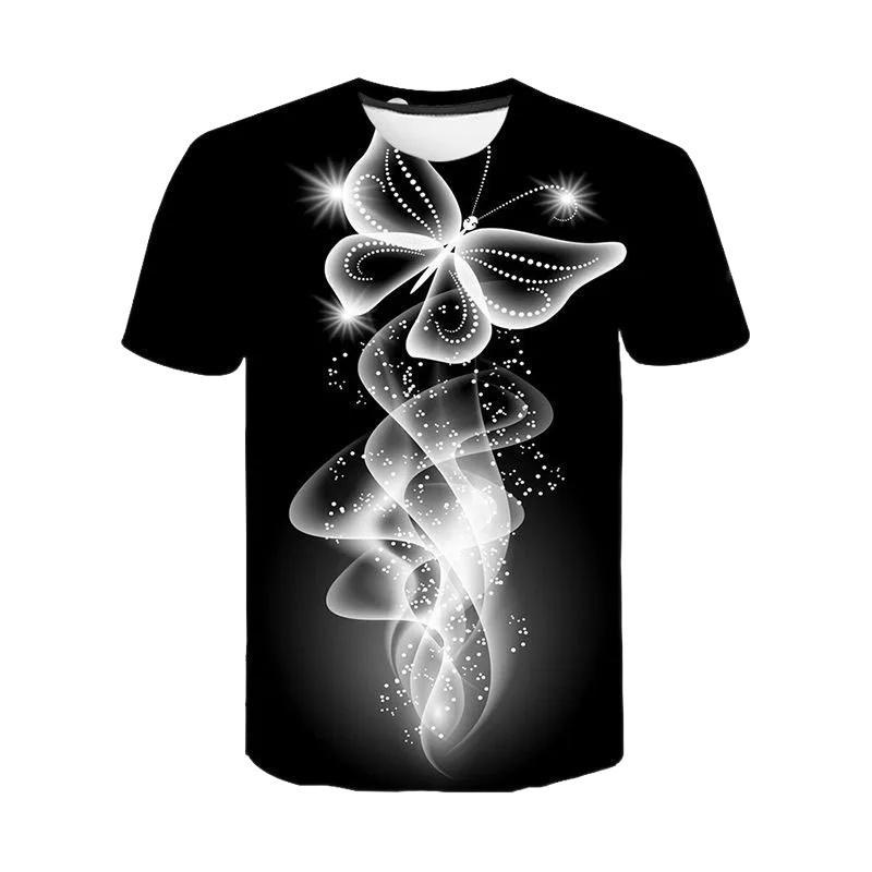 Butterfly Insect 3D Printed Kids Short Sleeve T‑Shirt Loose Summer Top For Boys Girls Daily Outdoor Play Casual Home Wear