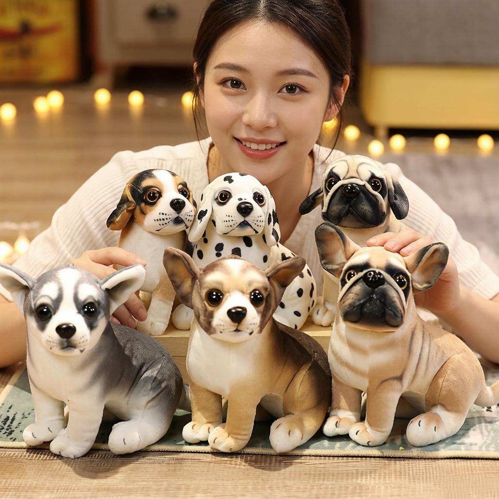 18cm Cane Cucciolo Simulazione Peluche Giocattolo Imbottito Carlino Chihuahua Bulldog Beagle Husky Animale Piccolo Peluche Regalo