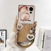 Retro Color Collision Phone Case For Honor Magic V Flip Hand Strap Protective PC Hard Shell Magic V Flip Back Cover