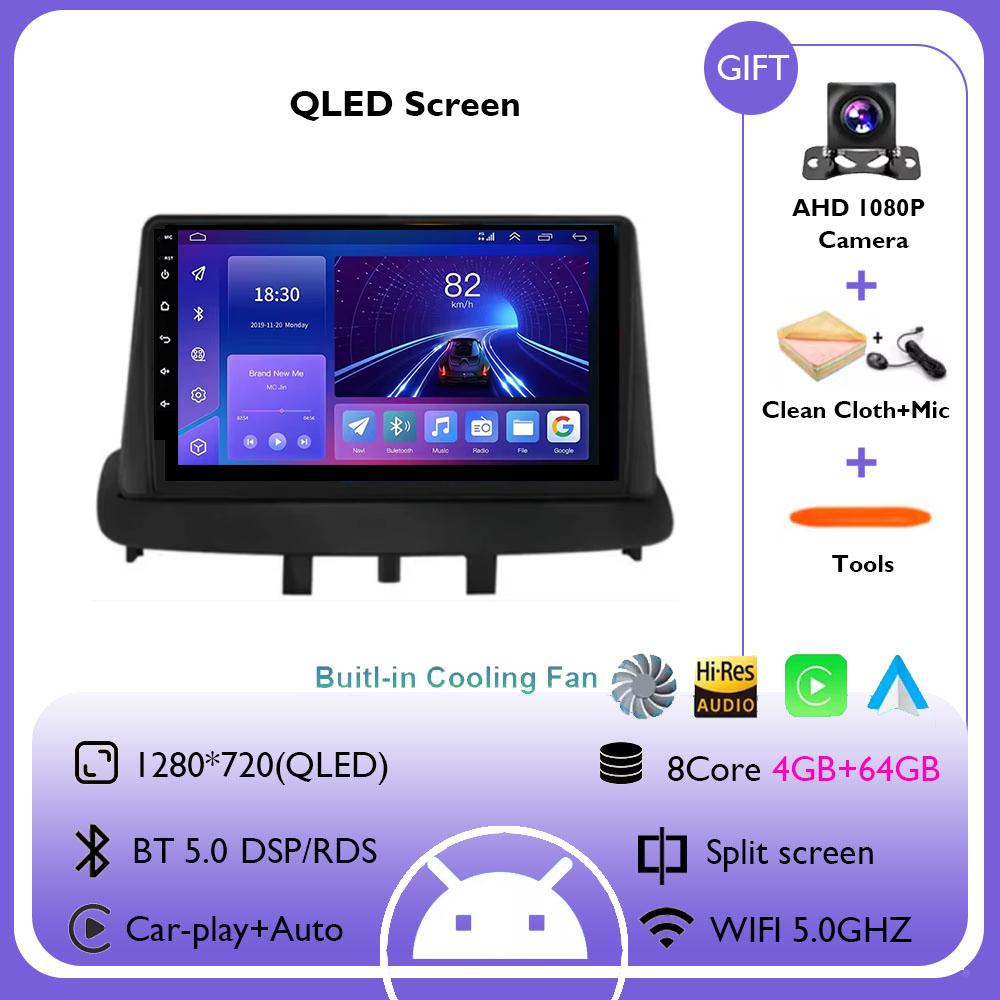 For Renault Megane 3 Fluence Samsung SM3 2008 - 2014 9“ Android 14 Carplay Car Radio Navigation GPS Multimedia Player wifi+4G BT