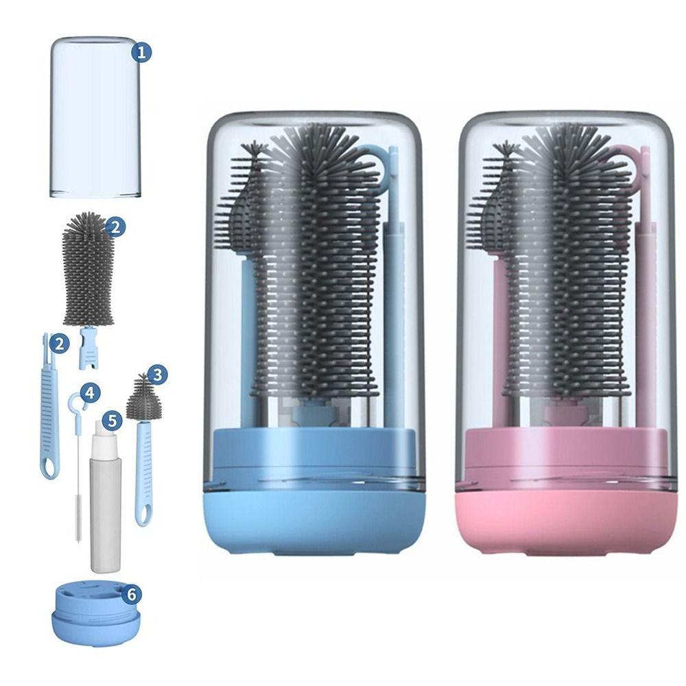 6 in 1 Nipple Straw Cleaner Kit Compact Baby Bottle Brush Set Feeding Bottle Brush  Bottle Cleaning