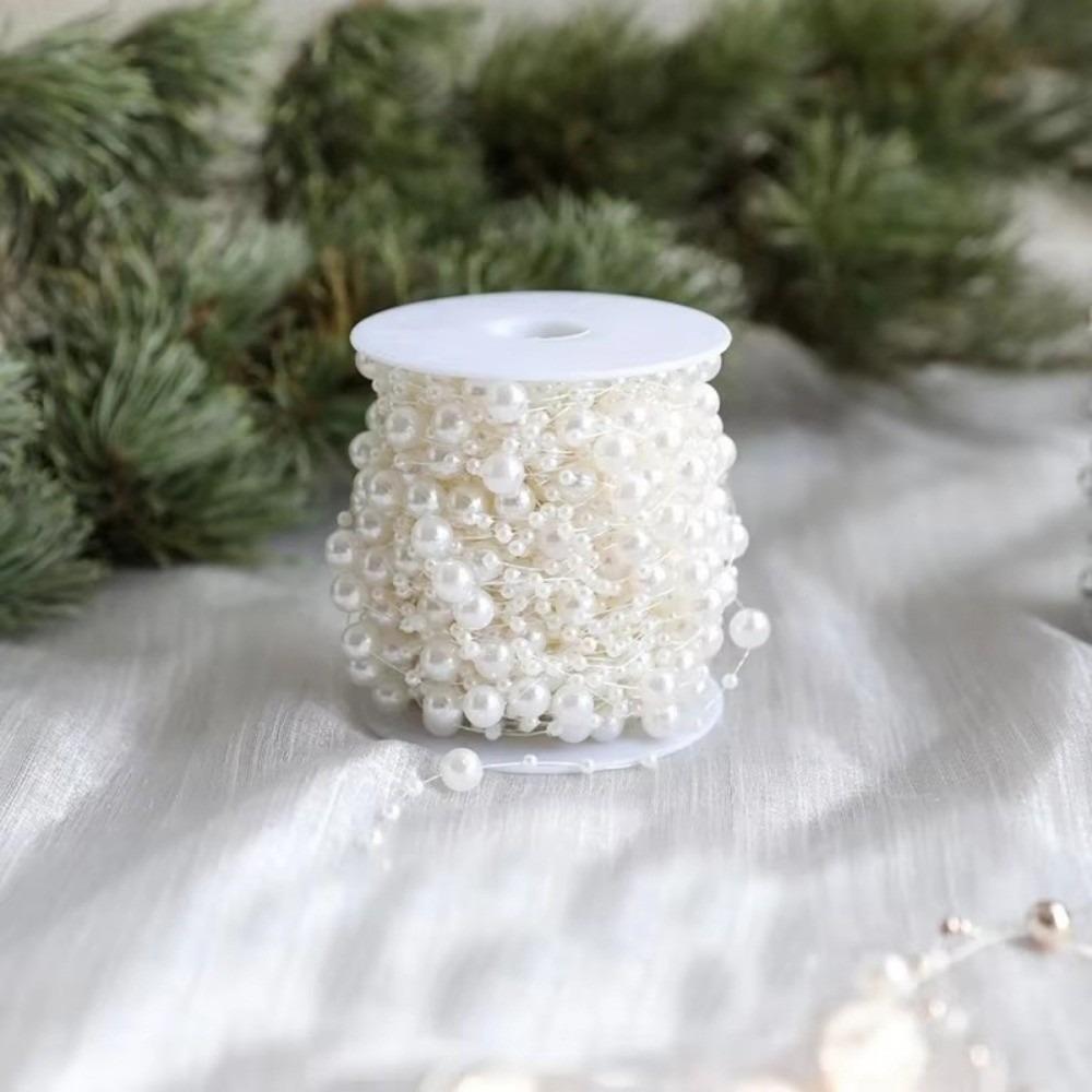 New 10M/Roll Pearl Chain DIY Christmas Decorations Chain Bead String Christmas Tree Pendant For Home Room Decor