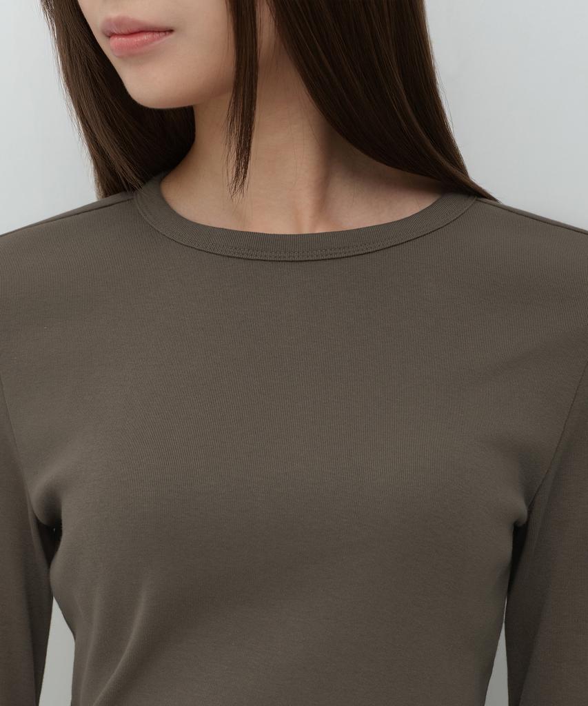 MUSINSA STANDARD WOMAN Women'S Slim Crew Neck Long Sleeve T-Shirt [Mocha Brown]