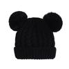 New Solid Color Cable Knit Double Pom Pom Hat for Kids - Warm Autumn/Winter Pullover for Babies & Toddlers