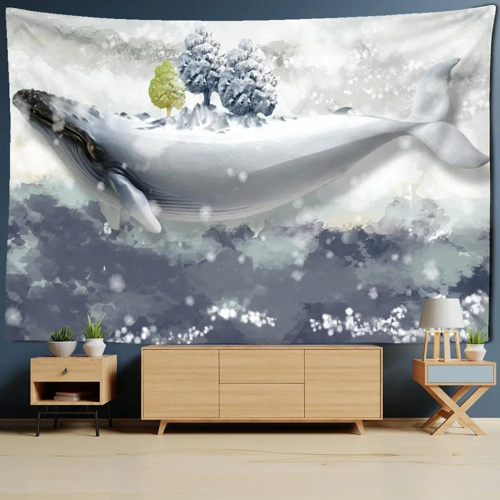 Cartoon Whale Comic Decorative Tapestry Home Wall Living Room Office Decorative Tapestry