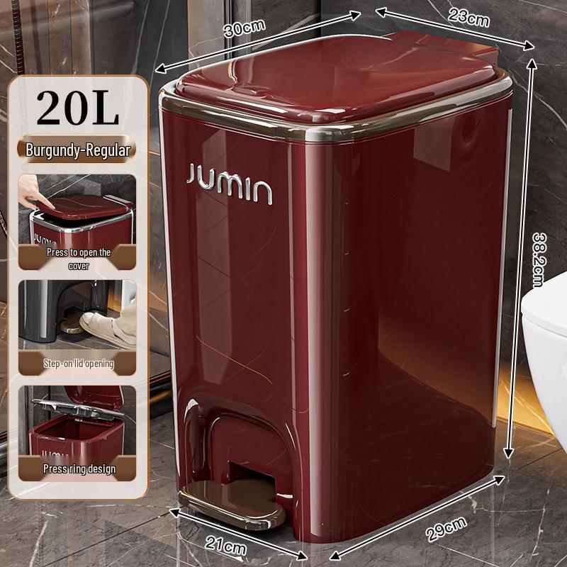 Luxury Pedal Trash Bin with Lid: Hands-Free Operation for Kitchen, Living, Dining, Bedroom