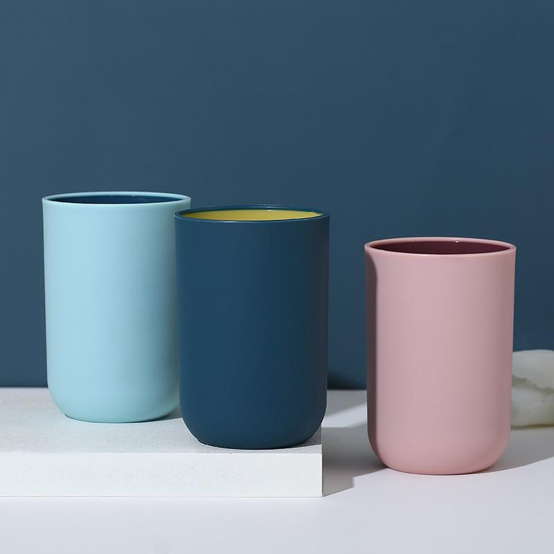 Modern Two-Tone Mouthwash Cup: Creative Home Water & Toothbrush Holder - Thickened Plain Color Design 201-300ml розовый