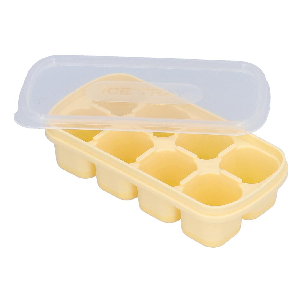 8 Grid Ice Cube Tray with Lid Food Grade Household Ice Cube Mold for Home KitchenYellow