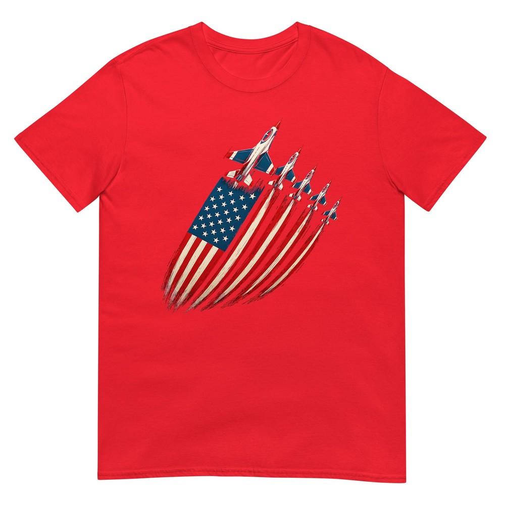 Patriotic Fighter Jet Airplane Usa Flag 4th Of July TShirt S
