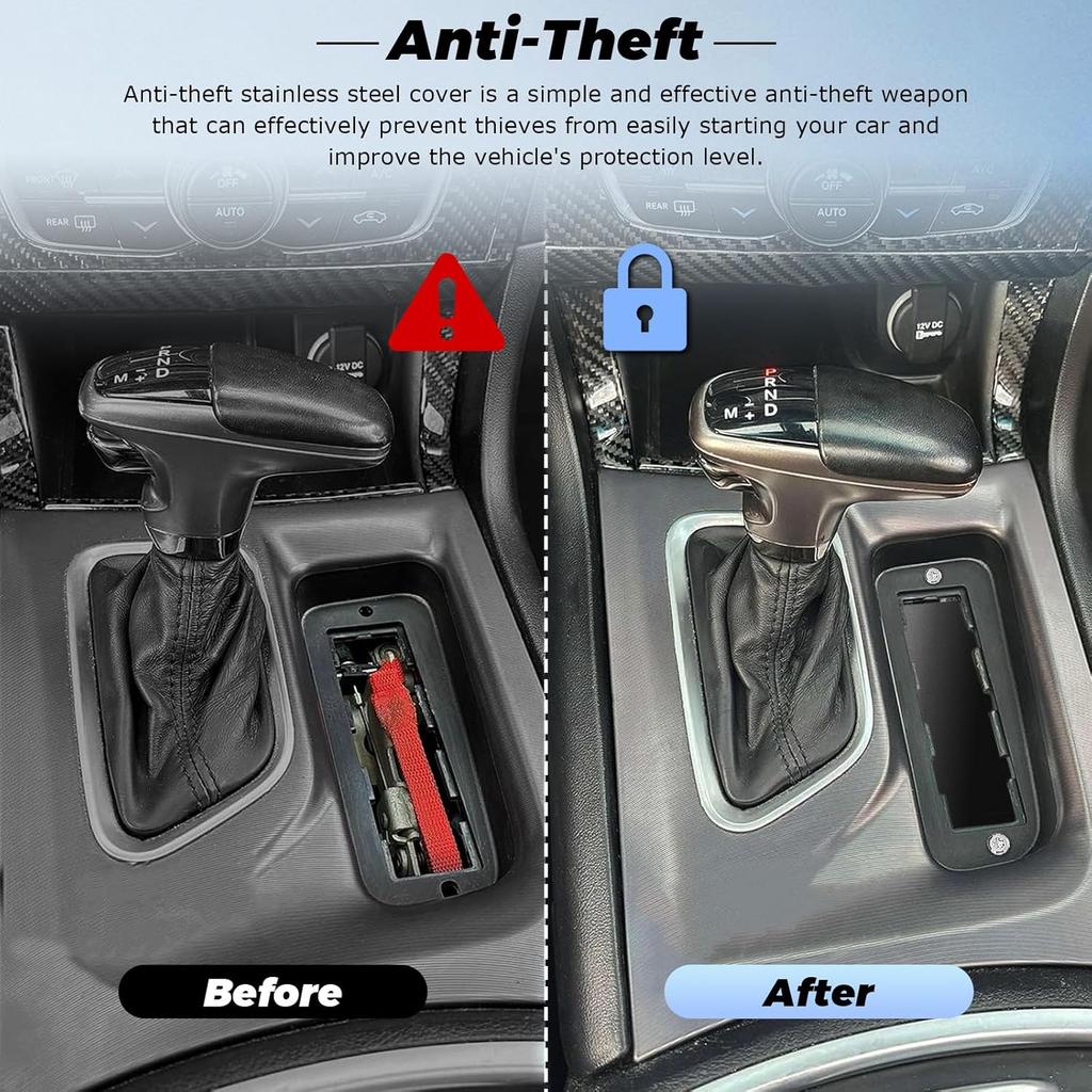 Anti-Theft Steel Neutral Cover Plate, Tamper-Proof Screws Comes With T-20 Tool For Dodge 2015- Challenger SRT Hellcat Redeye,SRT Hellcat, Scatpack