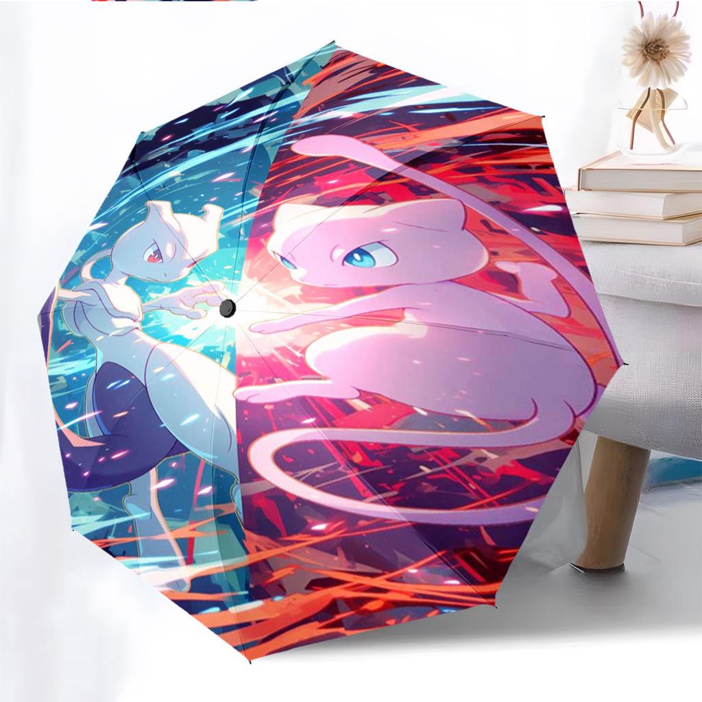 Mewtwo Pokemon Anti UV Umbrella Sun Protection Shade Umbrella Waterproof Windproof Outdoor Travel Parasol