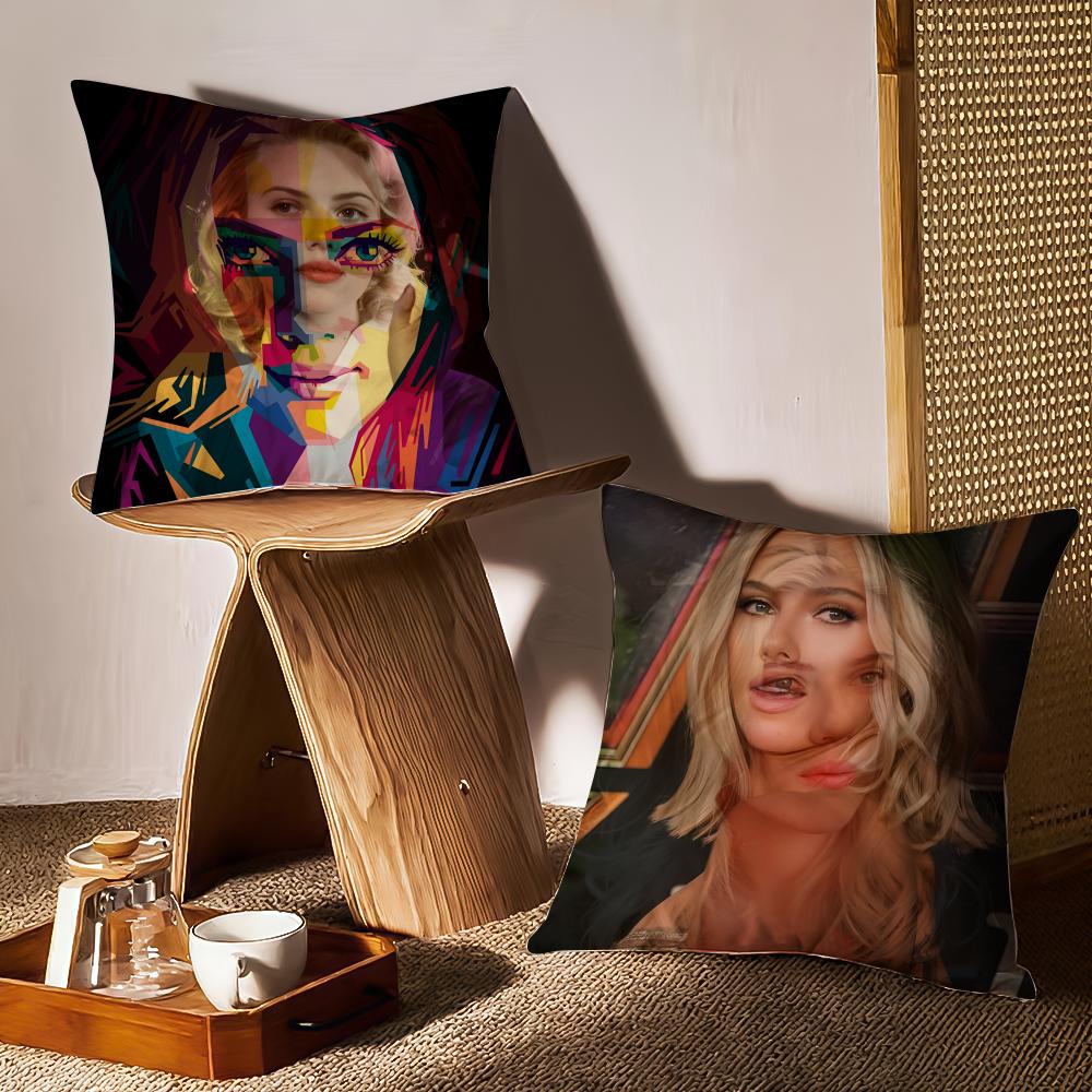 Hot Actor Singer S-Scarlett Johansson Pillow Case Double-Sided Printing Short Plush Sofa Cushion Cover Bedroom Bedside Pillow