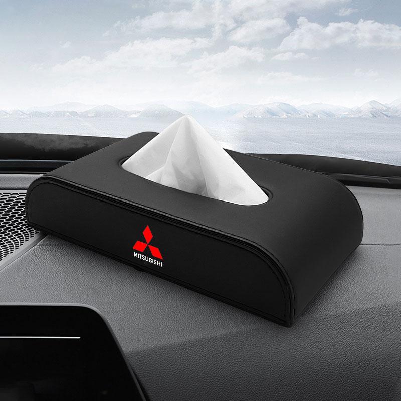 Car Tissue Box Holder Armrest Box Storage Case For Mitsubishi Outlander Lancer 10 9 ASX RALLIART Eclipse L200 Pajero