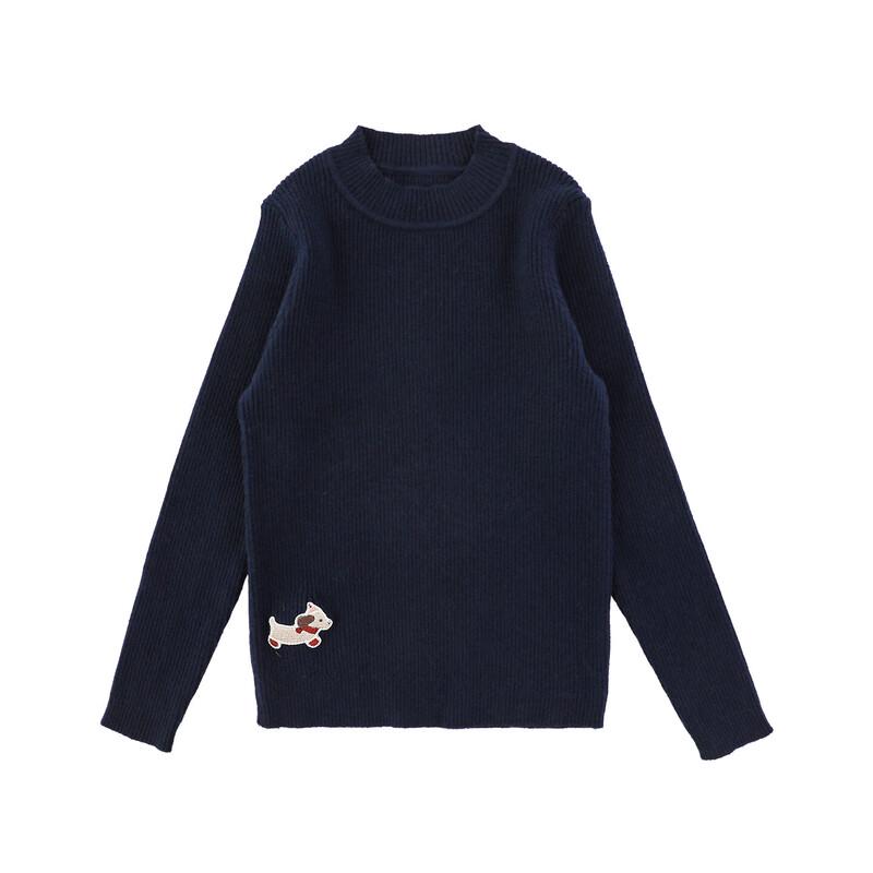 Girls' Striped Half-High Neck Sweater