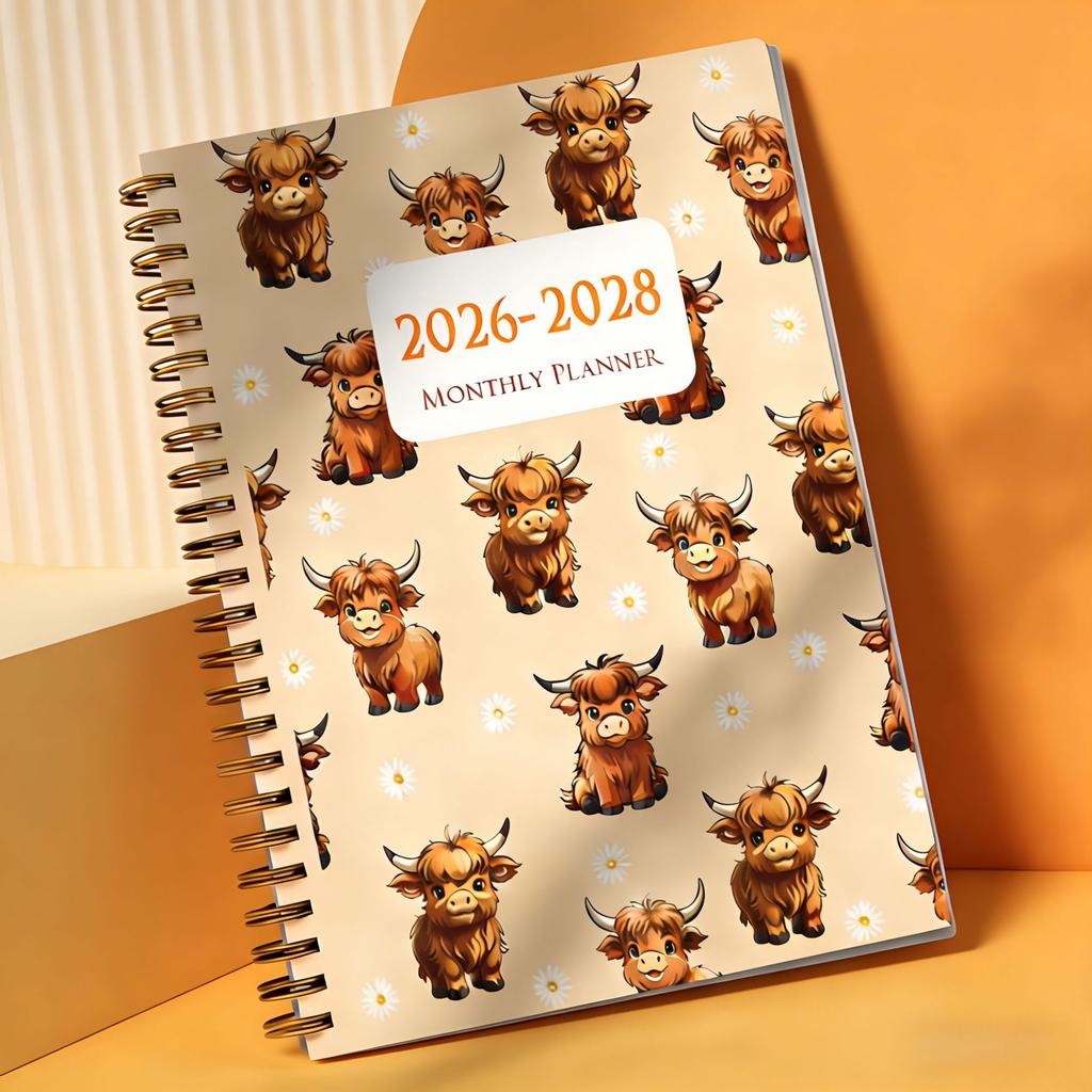 For 2026-2028 coil book, flower simple annual plan book spiral coil notebook