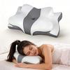 Orthopedic Contour Neck Pillow Ergonomic Memory Foam Sleeping Pillow Breathable Neck Support Pillow with Center Hole for Pain Relief Side Back or