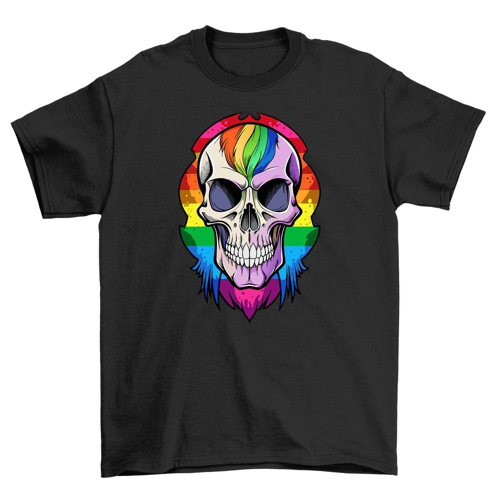 

Pride_98 Rainbow Skull T-shirt - Funny and Fabulous! Unisex Printed Design, Perf L