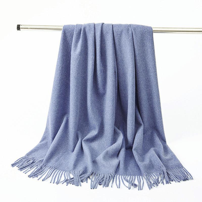 Wool Scarf Women's Winter Korean Style Thickened Warm Solid Color Scarf Shawl High End Versatile Cashmere Scarf