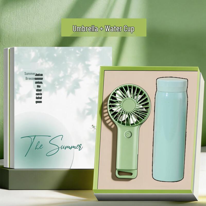 AQ Portable Mini Fan & Thermos Cup Gift Set Mini Fan + Thermos Cup