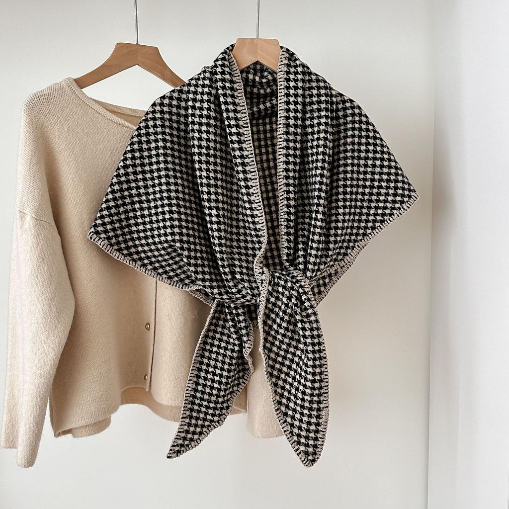 Autumn and Winter New Versatile Thickened Double Sided Imitation Cashmere Houndstooth Scarf for Men and Women Warm Neck Scarf