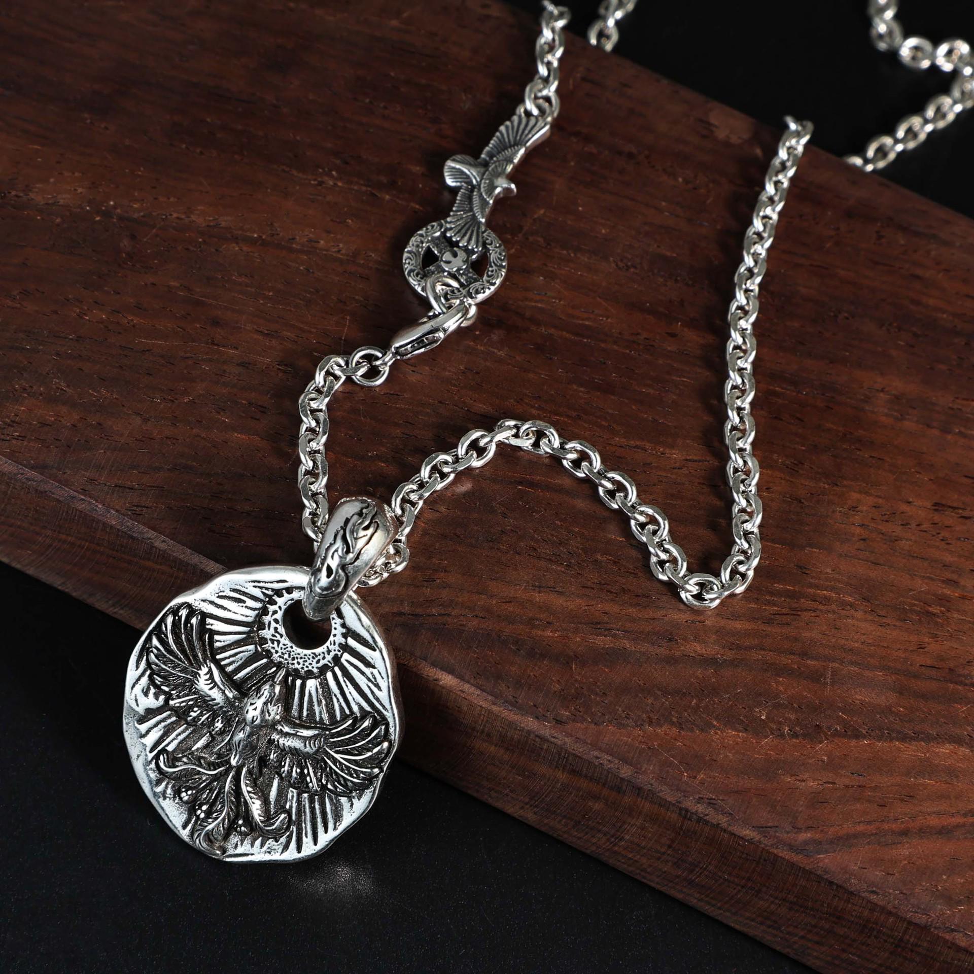 Серебряный кулон-монета Тайцзи Багуа - Многослойная auspicious цепочка для свитера