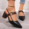 Fashion Elegant Pointed Toe Chunky Heel Sandals Women Summer Slingback High Heels Pumps Woman Fashion Thick Heeled Party Dress Sandalias