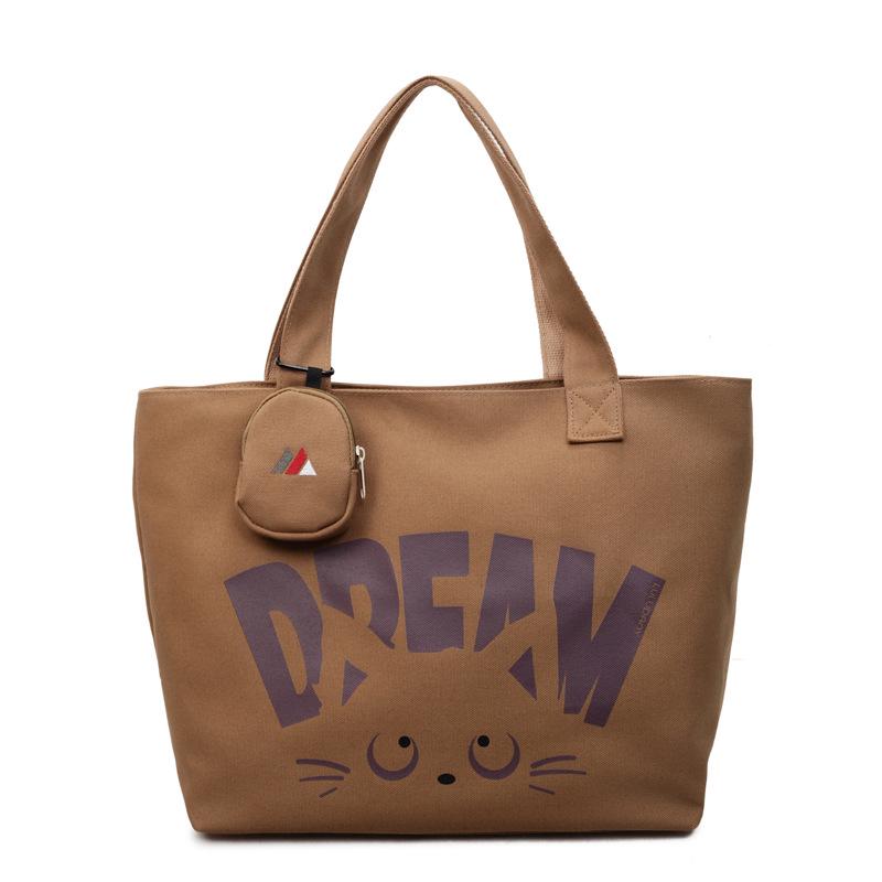 

Women s Large Capacity Canvas Tote Bag with Cartoon Print 46x16x32 cm