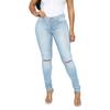 Womens Hole Button Zipper Pocket Jeans Casual Denim Flares Wide Leg Slim Pants
