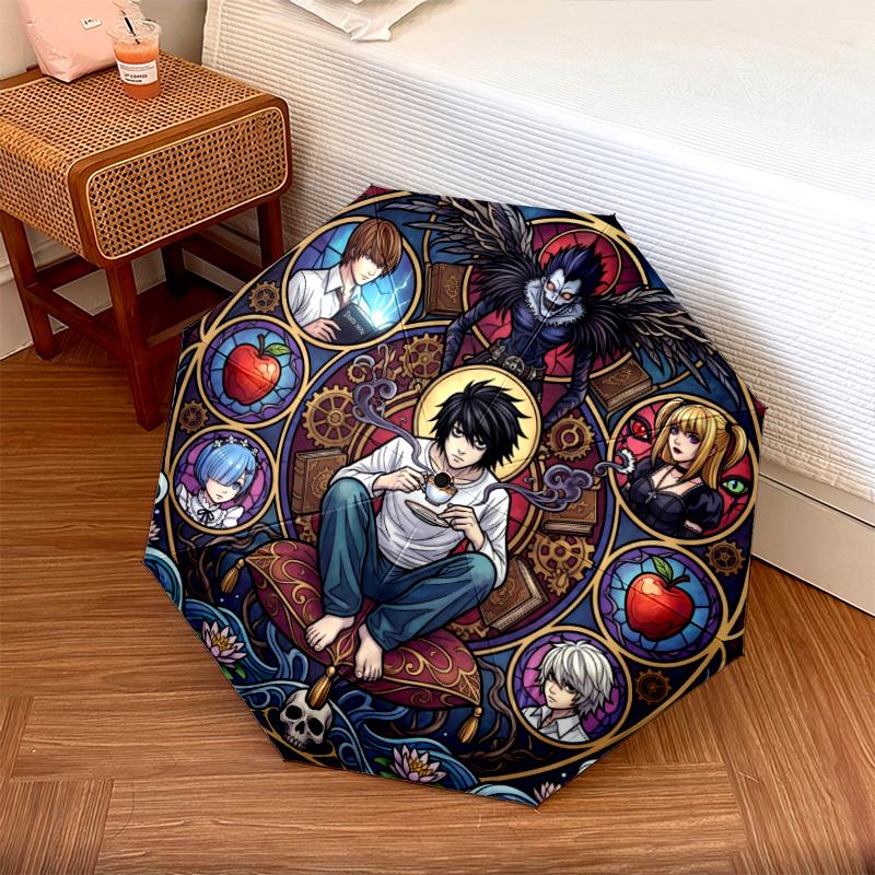 

1PC Automatic Folding Umbrella Death Note Pattern 8 Ribs Portable Foldable Travel Umbrella Christmas Birthday Gift разноцветный