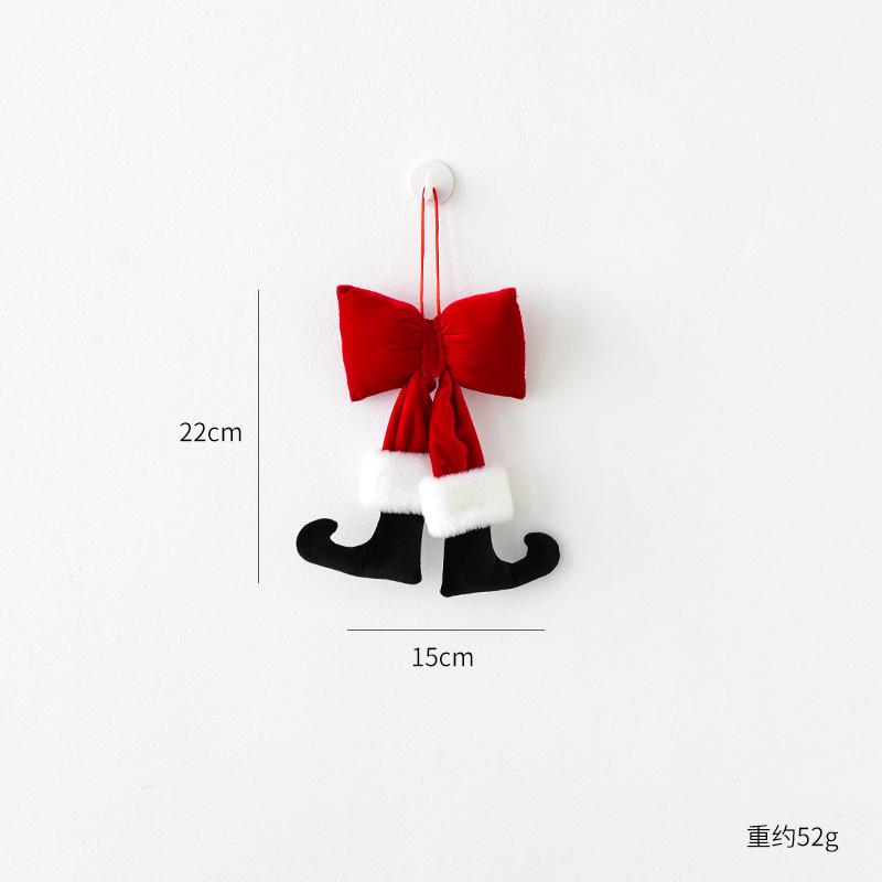 Christmas Bow Ornaments, Fun Red Velvet Christmas Leg Bow Pendant, Xmas Tree Hanging Ornaments, Christmas Tree Top Decoration