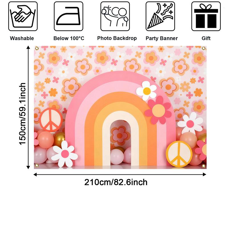 LS Bohemian Rainbow Backgrounds Cake Smash Kids Adult Photography Props Child Baby Decors Full Bloom Flowers Photo Backdrops
