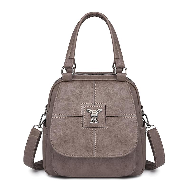 Multifunctional Shoulder Bag Women's Soft Leather Backpack Solid Color Shoulder Bag