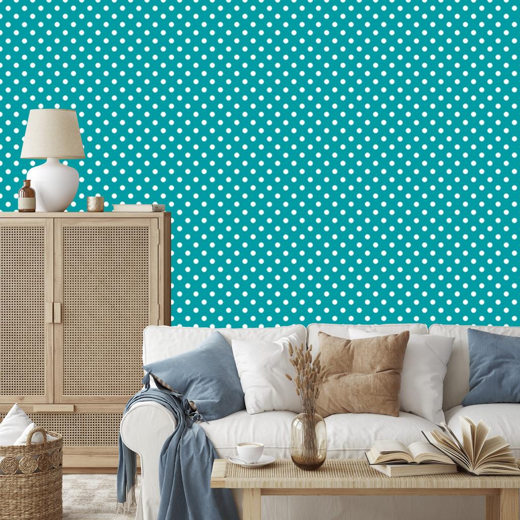 Soft Dots Wallpaper, Turquoise for Living Room and Bedroom 50x1000