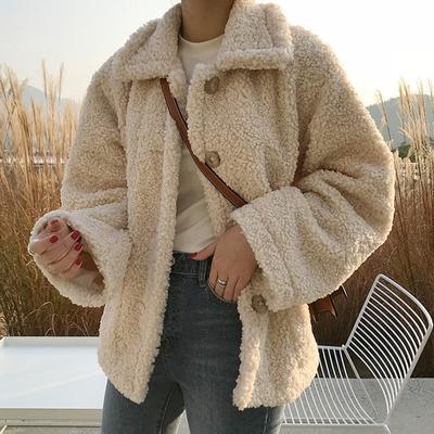 Lammwolle Sweatshirt Damen verdickte warme Strickjacke lockerer Kurzmantel
