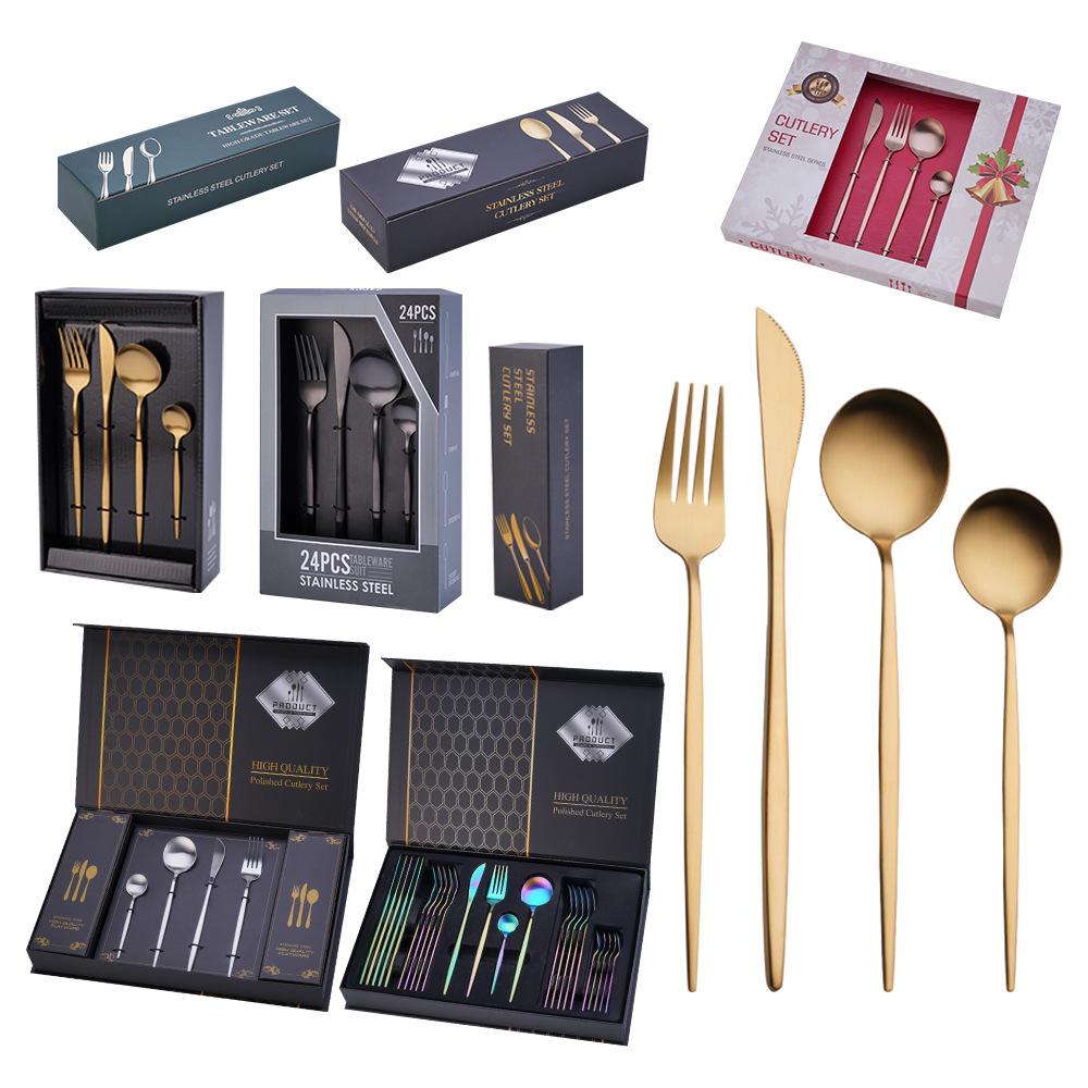 25 Years of New Stainless Steel Tableware Set, Tableware Portuguese Knives, Forks and Spoons 24-piece Gift Box Set
