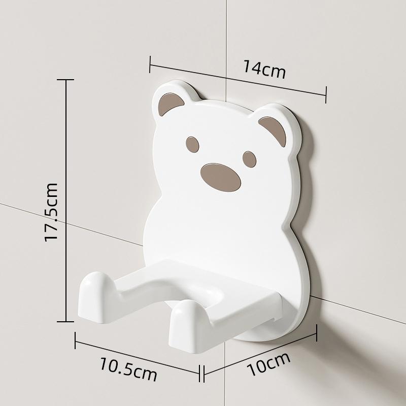 Little Bear Hair Dryer Holder Easy Install Wall-Mounted No-Drill Bathroom Organizer For Electric Blow Dryers