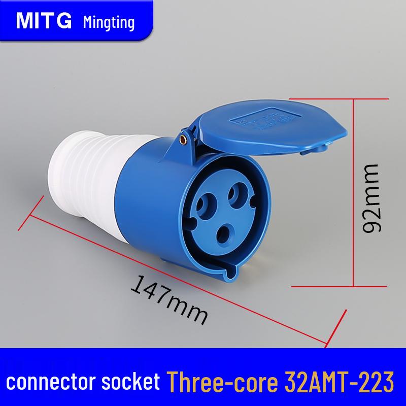Waterproof Industrial Aviation Plug Socket: 16/32A Three-Phase Connector, 3-5 Pin, Recessed/Surface Mount Options