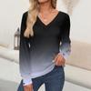 Women's Tops Floral Print Long Sleeve Shirt V Neck Casual Loose Tee Autumn Clothing