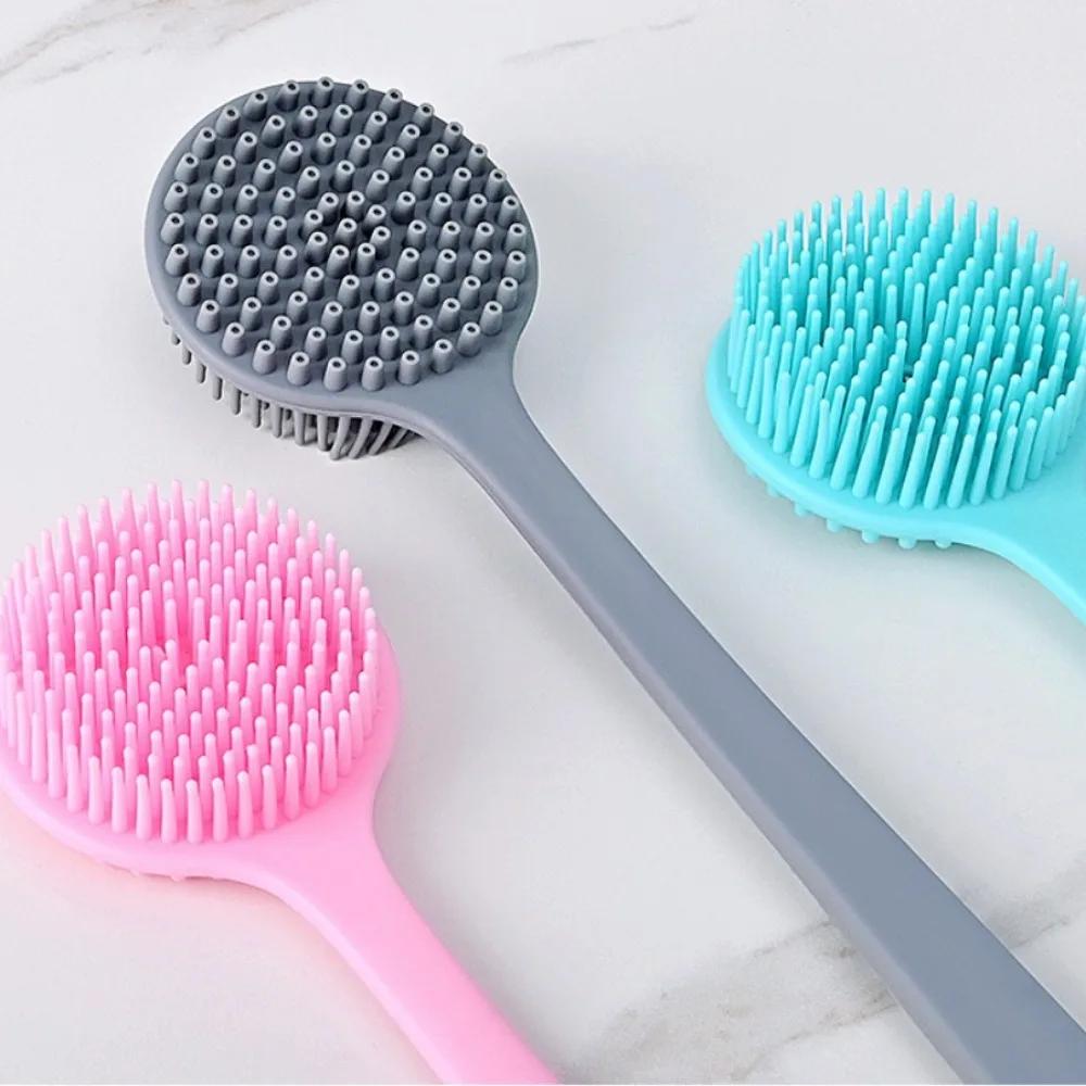 Double-Sided Silicone Back Scrubber Long Handle Body Bath Brush Mud Back Scrubber Shower Massage Exfoliation Brush