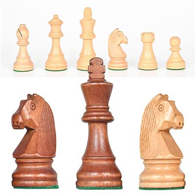3.75In Wooden Chess Pieces Of King Heavy Weighted Board Game With 2 Extra Queens 34 Pcs Tournament Chessmen